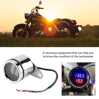 ANGEL 2 in 1 Motorcycle LED Digital Voltmeter Tachometer Gauge Metal Odometer Speedometer