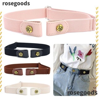 Rosegoods1 เข็มขัดยางยืด มองไม่เห็น หัวเข็มขัดยืดได้ สําหรับตกแต่งกางเกงยีน เด็กผู้หญิง เด็กผู้ชาย