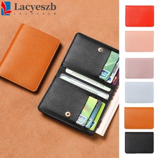 Lacyeszb กระเป๋าใส่เหรียญ หนัง PU แบบบาง สีพื้น เรียบง่าย สไตล์เกาหลี สําหรับกลางแจ้ง