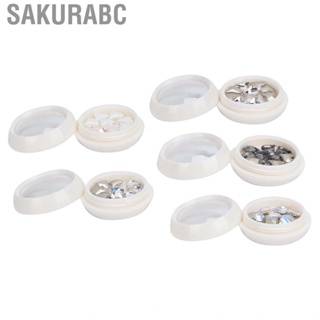 Sakurabc 5 Box Nail Rhinestones Shiny Exquisite Heart‑Shaped Art Rhinestone LJ4