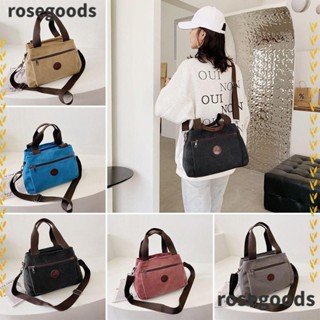 Rosegoods1 กระเป๋าสะพายไหล่ ผ้าแคนวาส ความจุขนาดใหญ่