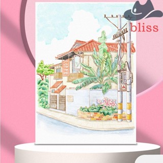 Bliss สมุดวาดภาพระบายสีน้ํา กระดาษพิเศษ พร้อมเม็ดสี แบบพกพา พร้อมแปรง DIY สําหรับเด็ก