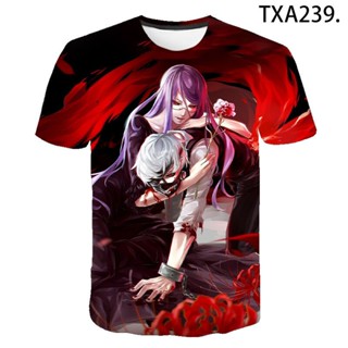 เสื้อยืด พิมพ์ลายอนิเมะ Tokyo Ghoul สไตล์เท่ 2022