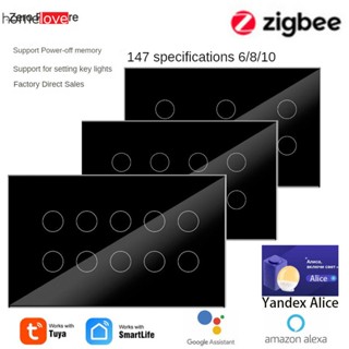 Wifi Smart Switch สวิตช์ไฟติดผนังแบบสัมผัส 6/8/10 ถนนพร้อมแผงสมาร์ท Wall Smart Switch Timing Control Multi-control Smart Decoration homelove