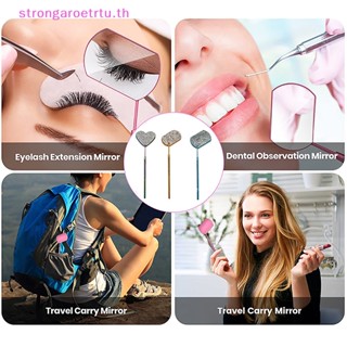 Strongaroetrtu กระจกตรวจสอบขนตาปลอม สเตนเลส รูปดวงจันทร์ สําหรับร้านเสริมสวย