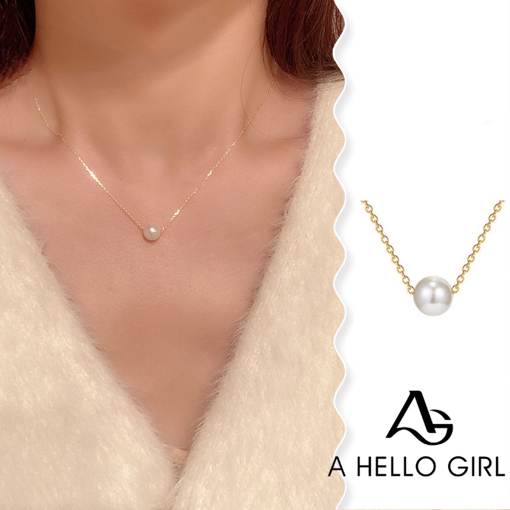 A HELLO GIRL สร้อยคอโชคเกอร์ เงินแท้ เกรด 925 ประดับไข่มุก เครื่องประดับ แบบเรียบง่าย สําหรับผู้หญิง