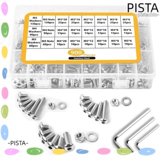 Pista ชุดสกรูเมตริก สเตนเลส 304 M3 M4 M5 พร้อมประแจหกเหลี่ยม 6 8 10 12 16 20 มม. และน็อต