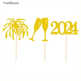Tbth ท็อปเปอร์ไม้จิ้มฟัน ลาย Happy New Year 2024 สําหรับตกแต่งเค้ก 2024