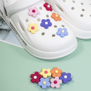 จิบบิตดอกไม้สีม่วง สําหรับ Croc Sunflower Jibits Charm Flower Shoe Charms Pin Blossom Jibitz Crocks สําหรับเด็ก ตกแต่งรองเท้า