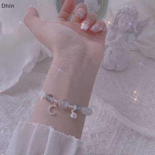 [Dhin] สร้อยข้อมือ ลูกปัดหินโอปอล หินธรรมชาติ สีเทา แฮนด์เมด แฟชั่น สําหรับผู้หญิง COD