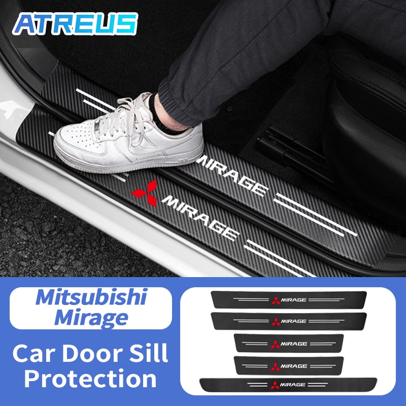 Mitsubishi Mirage สติกเกอร์​ กันรอยชายบันไดรถยนต์ สติกเกอร์คาร์บอนไฟเบอร์ ป้องกันรอยขีดข่วน สำหรับติดประตูรถยนต์ Threshold stickers to prevent trampling