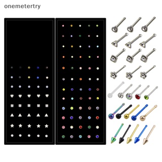 Onem 100 ชิ้น สเตนเลส ตรง จมูก สตั๊ด สําหรับผู้หญิง ชุดแหวนจมูก แฟชั่น คริสตัล จมูก กระดุม เครื่องประดับร่างกาย n