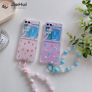 Jiehui เคสโทรศัพท์มือถือ ลายดอกไม้ สตรอเบอร์รี่ แฟชั่น สําหรับ Samsung Z Flip5 Z Flip4 Z Flip3