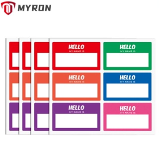 Myron สติกเกอร์แท็กชื่อ ทรงสี่เหลี่ยมผืนผ้า มีกาวในตัว ลาย Hello My Name 6 สี ขนาด 3.5 นิ้ว x 2 นิ้ว สําหรับสํานักงาน