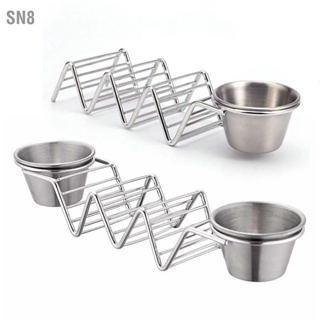 SN8 Taco Stand Stainless Steel 3 Grid V Shaped Glossy Holder Rack for Kitchen Home