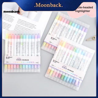 &lt;moonback&gt; ปากกาพลาสติกเรืองแสง สองหัว ไม่มีกลิ่น สําหรับโรงเรียน 12 ชิ้น ต่อชุด