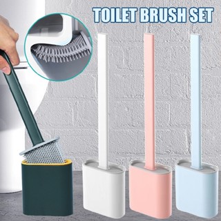 New Long Handle Revolutionary Silicone Toilet Brush with Toilet Brush Holder