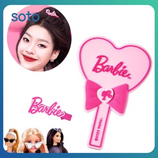 ♫ Colorkey Pink Barbie Mirror Shark Clip Peripheral Handheld Small Mirror Barbie Airbag Combing Apping Makeup Girl Beauty Tools