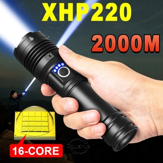 ใหม่ ไฟฉาย LED พลังงานสูง XHP220 ซูมได้ 18650 XHP70 สว่างมาก ชาร์จ Usb