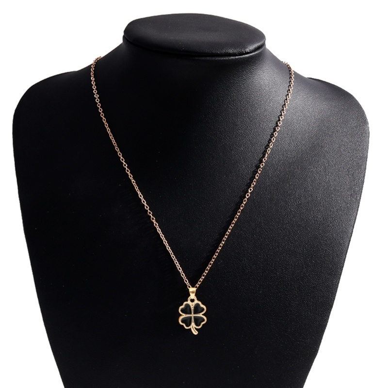 BST Leaf Clover สร้อยคอผู้หญิงสาว Shamrock Charm Clavicle Chain แฟชั่นสีเขียว Four Leaf Clover Choke
