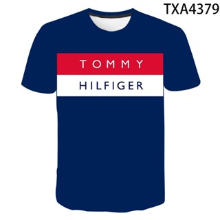 Tommy เสื้อยืดลําลอง แขนสั้น คอกลม พิมพ์ลายตัวอักษร 3d ทรงหลวม แฟชั่นฤดูร้อน สําหรับผู้ชาย เหมาะกับการออกกําลังกาย 3XL 4XL 2023