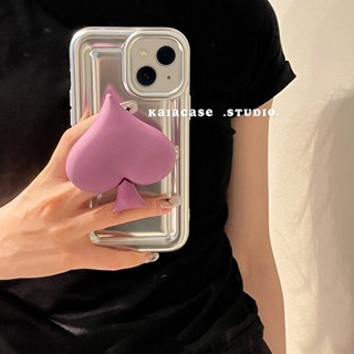 ใหม่ เคสโทรศัพท์มือถือ กันตก ป้องกัน ลายหัวใจ สีม่วง พร้อมขาตั้ง สําหรับ Apple 14promax 13 12 11 14pro 13pro 14