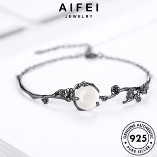 AIFEI JEWELRY ผู้หญิง 925 แท้ เครื่องประดับ กำไลข้อมือ เงิน กำไล หยก แฟชั่น ดอกพีชวรรณกรรม เครื่องประดับ ผู้หญิง Silver ต้นฉบับ เกาหลี B65