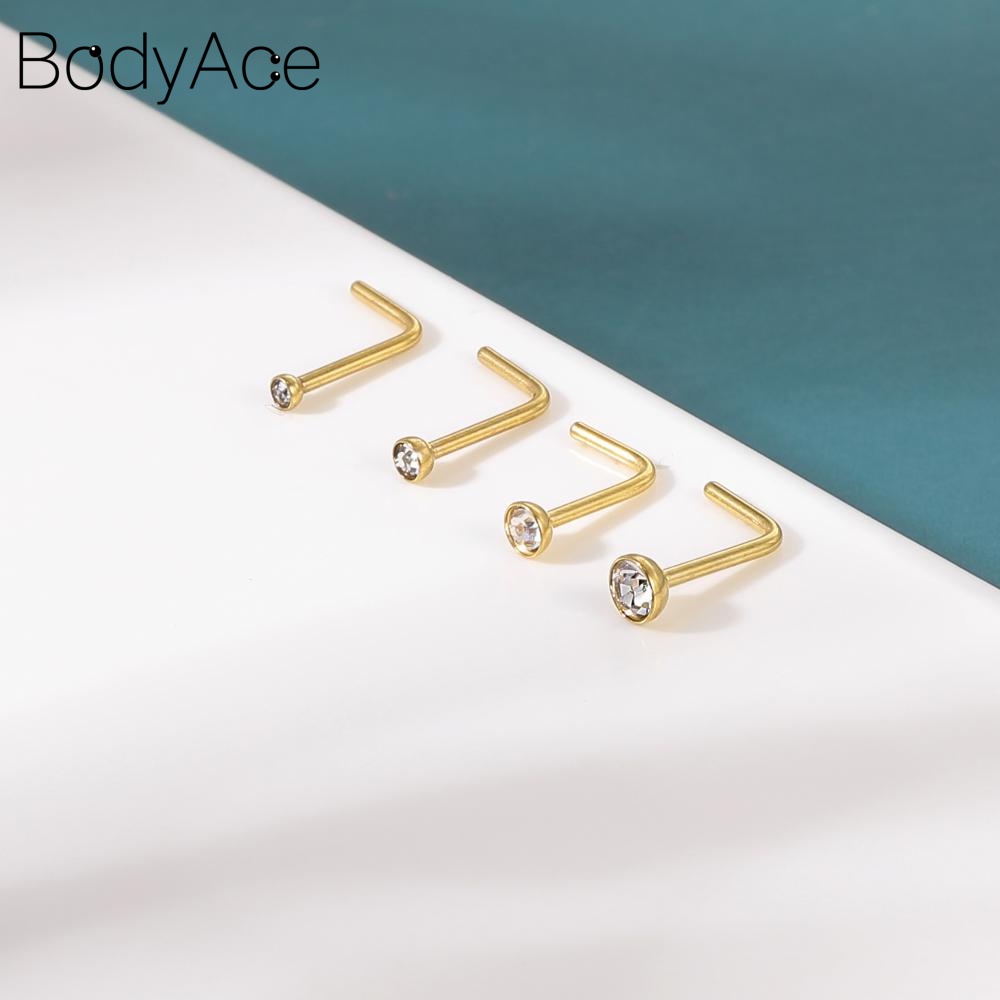 Bodyace จิวเจาะจมูก สเตนเลส คริสตัล เพทาย รูปตัว S 1.5 2 รูปที่ 5