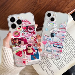 เคสโทรศัพท์มือถือ ซิลิโคนใส กันกระแทก ลายการ์ตูนหมีสตรอเบอร์รี่น่ารัก สําหรับ Vivo Y21 2021 V25E 2020 Y22 Y51A Y91C Y01 Y02T Y16 Y15s Y33S