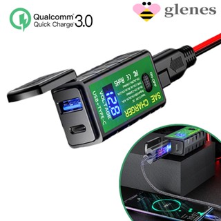 Glenes อุปกรณ์ชาร์จโทรศัพท์มือถือ Usb กันน้ําพร้อมสายเคเบิ้ล Usb C 18 W Pd On / Off Qc3.0 สําหรับรถจักรยานยนต์