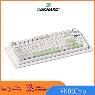 Dukharo VN80Pro คีย์บอร์ดไร้สาย สามโหมด V2MO สีชมพู สีเขียว สําหรับเล่นเกม