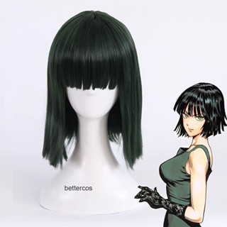 Misscoo One Punch Man Fubuki วิกผมสังเคราะห์ ทนความร้อน สีเขียวเข้ม สําหรับผู้ชาย