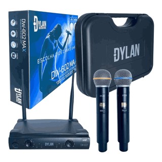 MICROFONE SEM FIO DYLAN DW602 MAX UHF C/ 2 MICROFONES BASTÕES