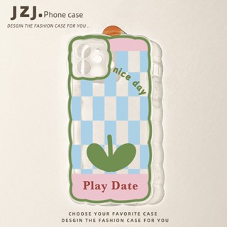 เคสโทรศัพท์มือถือนิ่ม ลายตาราง สีชมพู สีฟ้า สไตล์เกาหลี สําหรับ Iphone Apple 14 12 13 12promax 11 14