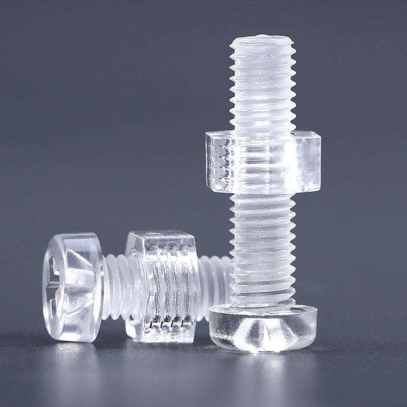 [LJX]ภาพใหญ่: PC Clear Cross Round Head Screw Nuts สกรูผสมพลาสติกสกรูพลาสติกใส M3M4M5M6M8