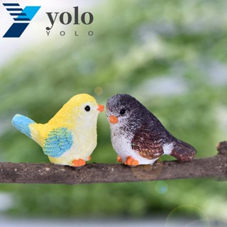 Yolo โมเดลนกจิ๋วน่ารัก สําหรับตกแต่งบ้านตุ๊กตา สวน 4 ชิ้น ต่อชุด