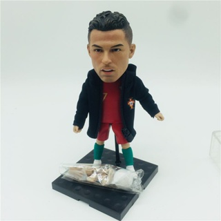 Soccerwe ตุ๊กตาฟิกเกอร์ รูปฟุตบอล ดาว ความสูง 13 ซม. 2022 Cup Portugal 7 Cristiano Ronaldo พร้อมเสื้อโค้ท