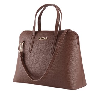 OUTAD PU Leather Litchi Stria กระเป๋าถือกระเป๋าสะพายไหล่พร้อมสายสะพายไหล่