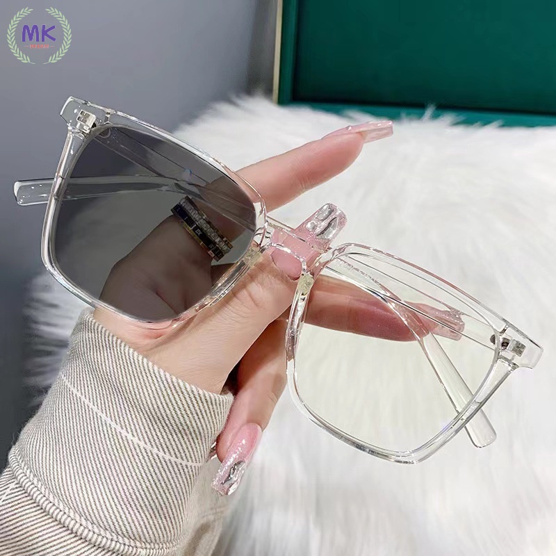 กรอบแว่น แว่นตาเปลี่ยนสี สั้น -100 ถึง-600 แว่นตาสายตาสั้น  กรอบสี่เหลี่ยม เลนส์อัตโนมัติ TR90 UV400 เปลี่ยนสีตามแสงแดดอัตโนมัติ แว่นตาป้องกันสีฟ้า แว่นตาผู้หญิง ผู้ชาย แว่นตา