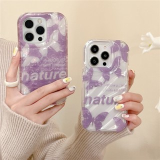 เคสโทรศัพท์มือถือ TPU ใส ลายผีเสื้อ 3D ระลอกน้ํา สําหรับ IPhone 14 Pro Max 13 12 11 13promax 14pro