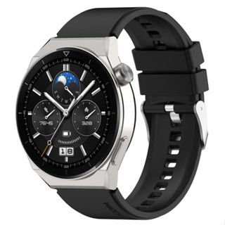 สายนาฬิกาข้อมือซิลิโคน หัวเข็มขัดสีเงิน สําหรับ Huawei Watch GT3 46 มม. 22 มม.