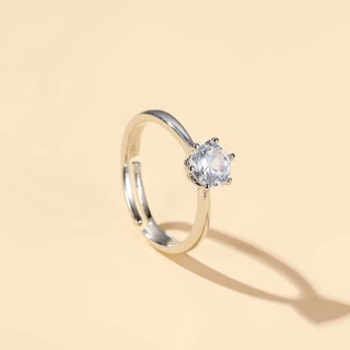 A HELLO GIRL S925 แหวนหมั้นแต่งงาน ประดับเพชร หกเหลี่ยม สไตล์คลาสสิก ของขวัญ สําหรับผู้หญิง