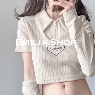 EMILIA SHOP  เสื้อยืด เสื้อครอป เสื้อผ้าแฟชั่นผู้หญิง สไตล์เกาหลี 2023 ใหม่  สวยงาม Stylish Unique Korean Style A23K02E 36Z230909