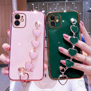 เคสโทรศัพท์มือถือ ซิลิโคนนุ่ม พร้อมสายคล้องข้อมือ จี้หัวใจ หรูหรา สําหรับ VIVO V15 V17 V25 Pro V19 V23 V23E V25E V27E