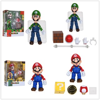 S.h. ฟิกเกอร์ Super Mario Bros LUIGI PVC ของเล่นสําหรับเด็ก