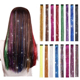 [ พร้อมส่งจากไทย ] ไหมทองวิ้งๆ ยาว 95 cm ไหมวิ้งๆผูกผม ผมไฮไลท์ ไฮไลท์ ผมไฮไลท์วิ้ง  แฮร์พีช ประกายสวยงาม