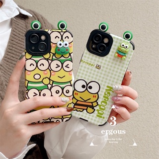 เคสโทรศัพท์มือถือ TPU นิ่ม ป้องกันเลนส์กล้อง ลายการ์ตูน Kero Kero Keroppi น่ารัก 3D สําหรับ IPhone 14 13 12 11 Pro Max