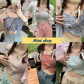 Minis shop🌸พร้อมส่ง🌸 (C609) เสื้อกล้ามถักไหมพรมสีรุ้ง หลากหลายโทนสีคิ้วมาก  -C