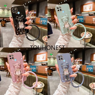 เคส Oppo A35 เคส Oppo A54 A74 เคส Oppo A56 A78 เคส Oppo A58 A58X Case Oppo A95 A53 Case Oppo A55 A7 Case Oppo A5S A12 Case Oppo A15S A15 Case Soft TPU Anime Cartoon Cute Kaws Bear Stand With Ring Phone Cover Cassing Case TT โทรศัพท์มือถือ