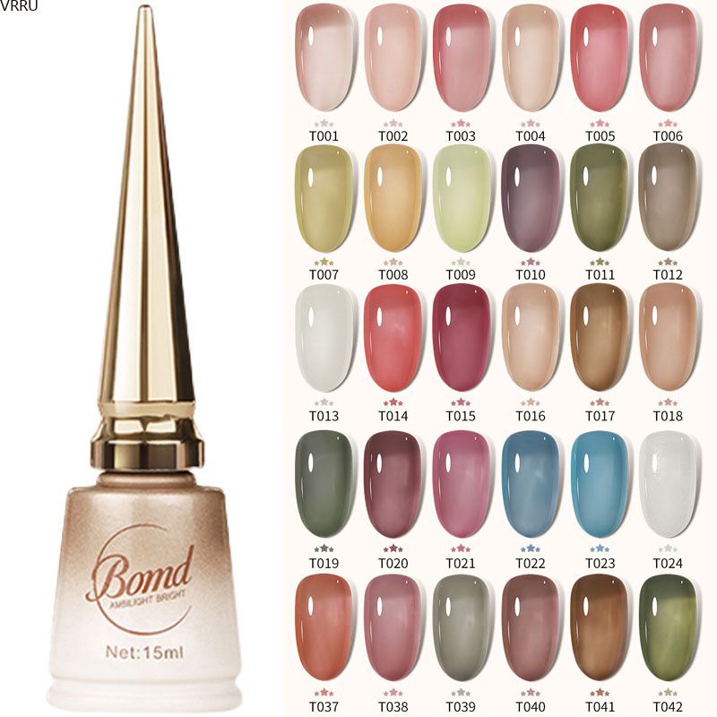 สีใส !42สี 15ML สินค้า​ขายดี ยาทาเล็บ เจลลี่ ยาทาเล็บสีนู้ดโปร่งแสง ยาทาเล็บสีนู้ดใส ใหม่ เจลทาเล็บสีชมพูนู้ดใส ยอดนิยม